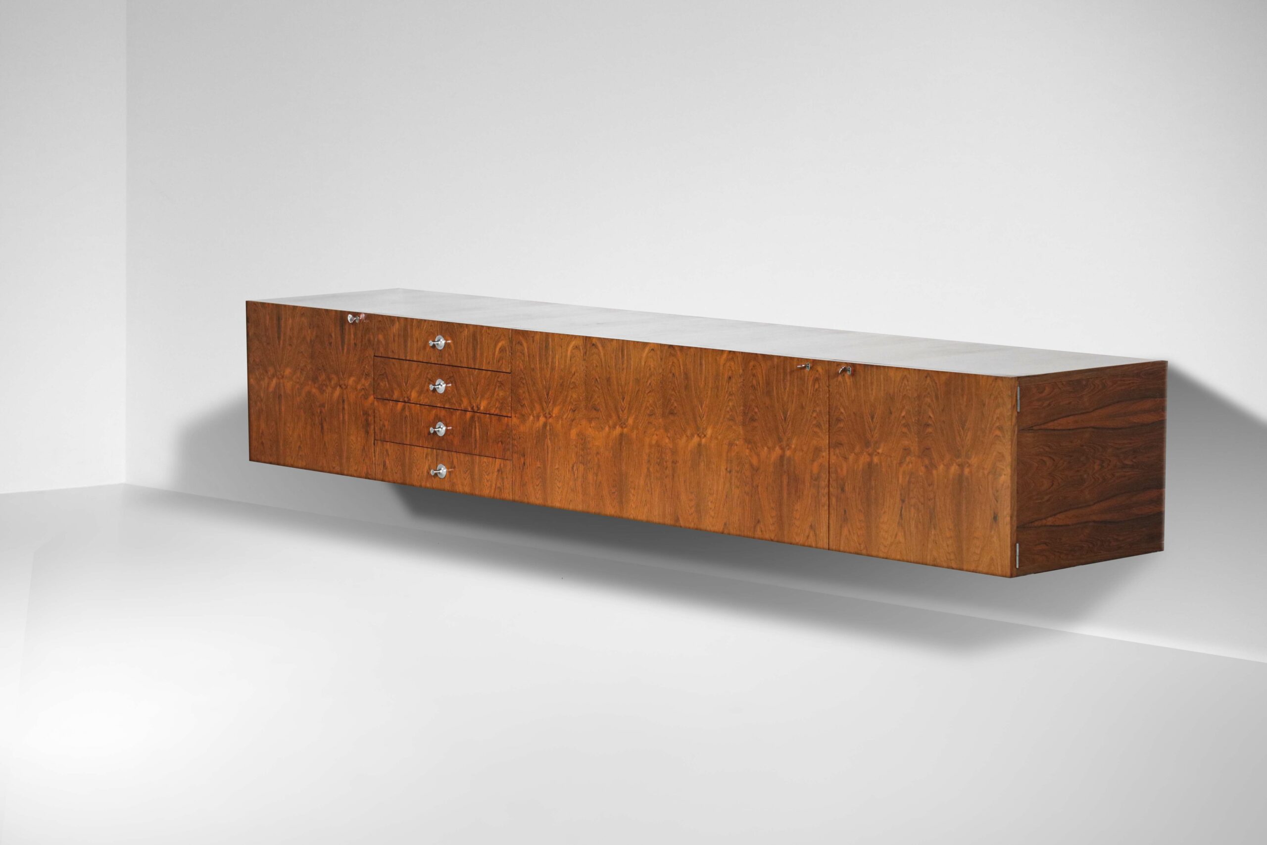 suspended enfilade alain richard for tv cabinet in rosewood 60's - G920
