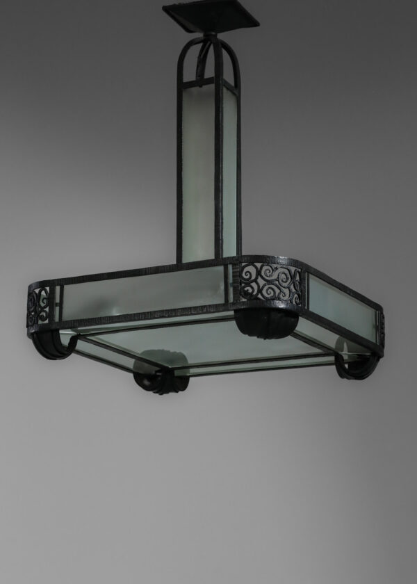 grand Lustre art deco années 30 fer forgé 9