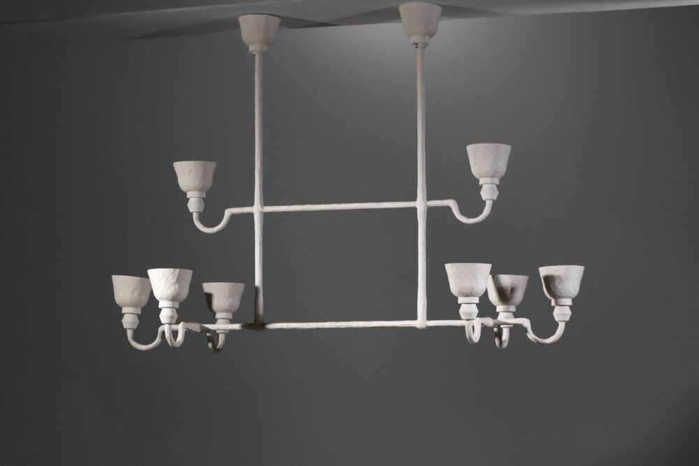 grand lustre moderne en plâtre inspiration diego giacometti 8 lampes - MM010