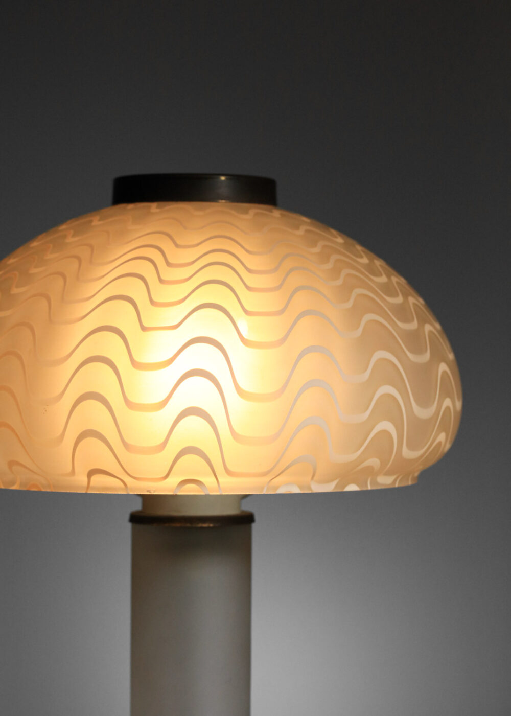 lampe de table champignon italienne en verre années 80 laiton - I284