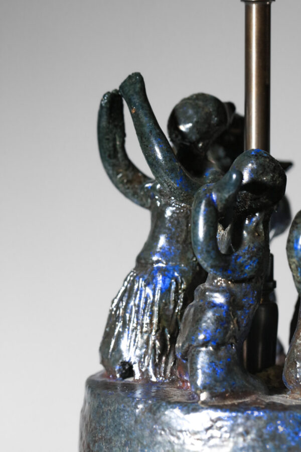 lampe de table en céramique à décor de danseur signée des années 60 - H038