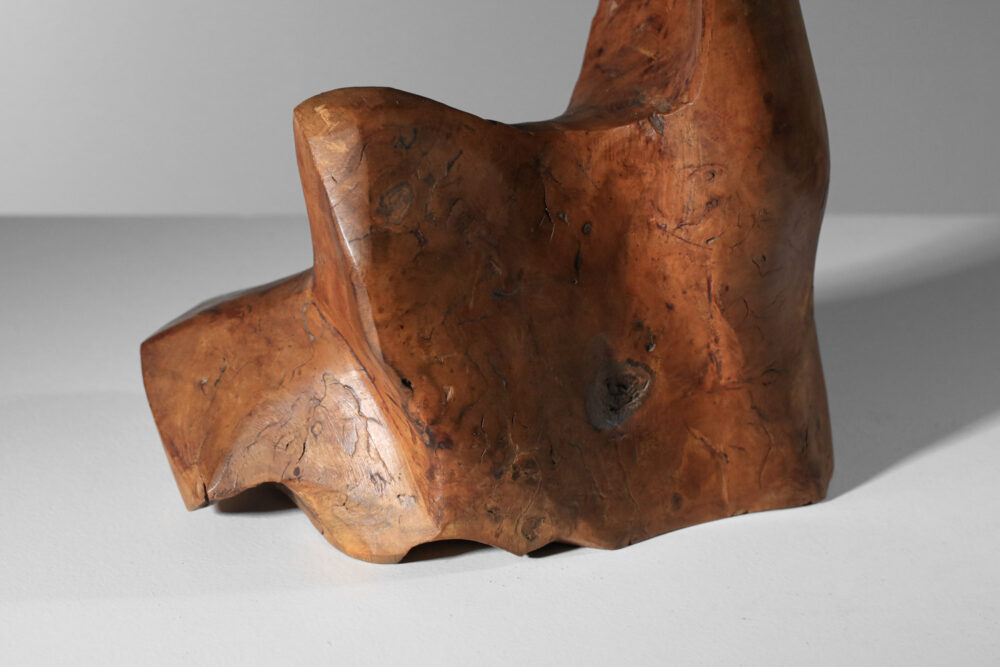 lampe de table souche brutaliste art populaire années 60 en bois - I411
