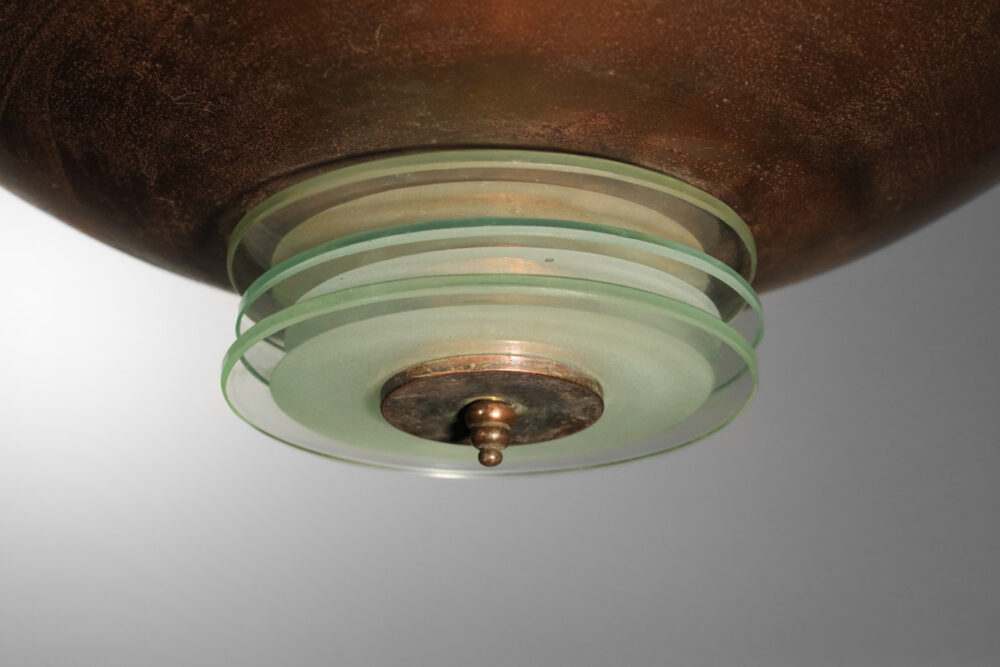 lustre art déco en cuivre et verre G786