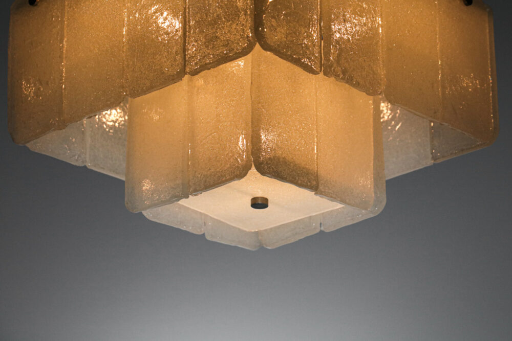lustre italien carré années 60 dalle de verre de Murano - G843