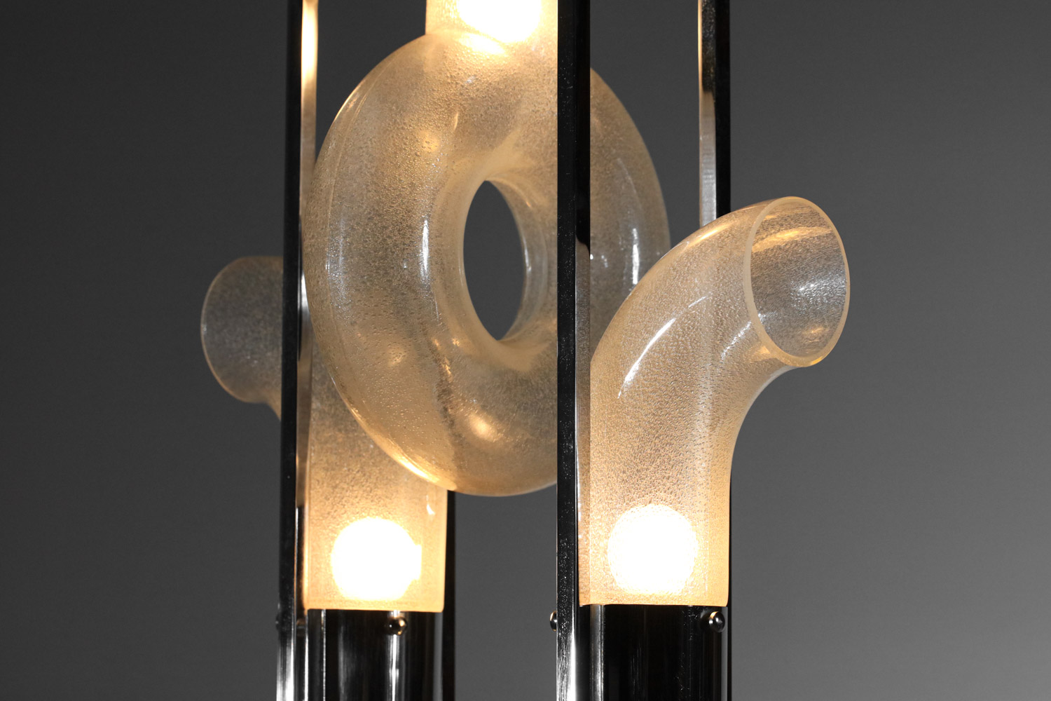 lustre italien des années 70 attr à carlo nason verre et metal chromé I256