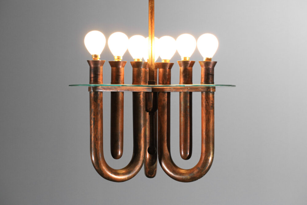 Suspension italienne en tubes de cuivre cintrés années 50 - H136
