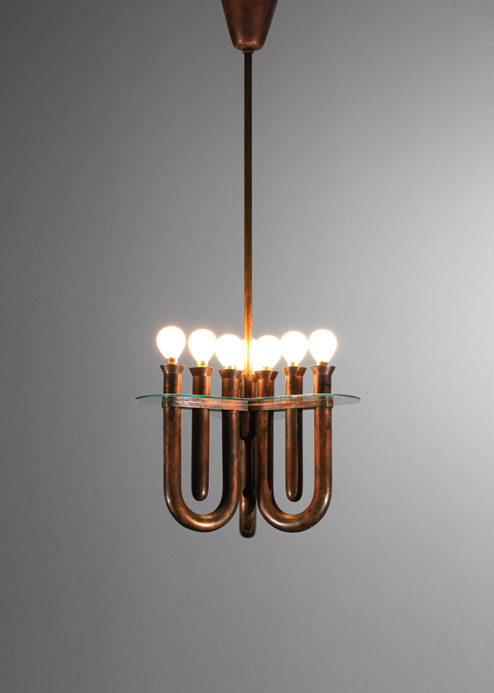 Suspension italienne en tubes de cuivre cintrés années 50 - H136