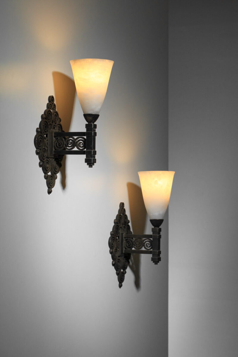 paire d'appliques Edgar Brandt années 30 art déco - H669