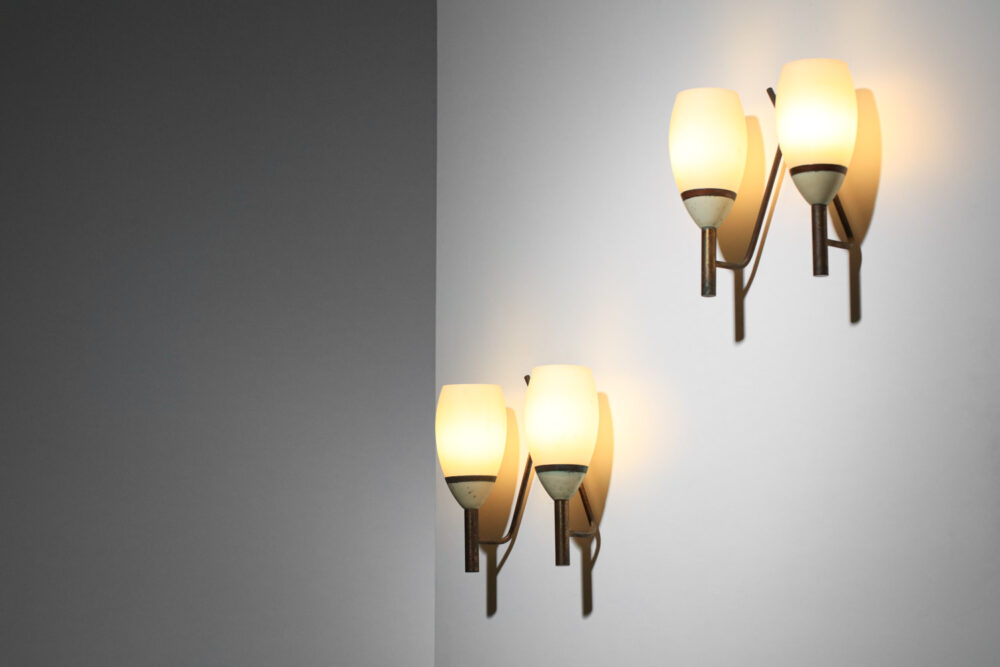 pair of double opaline italian sconces from the 50's- G722