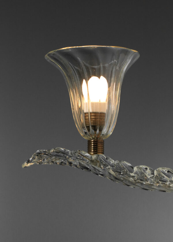 paire d'appliques italiennes en verre de Murano décor de feuille plume - H599