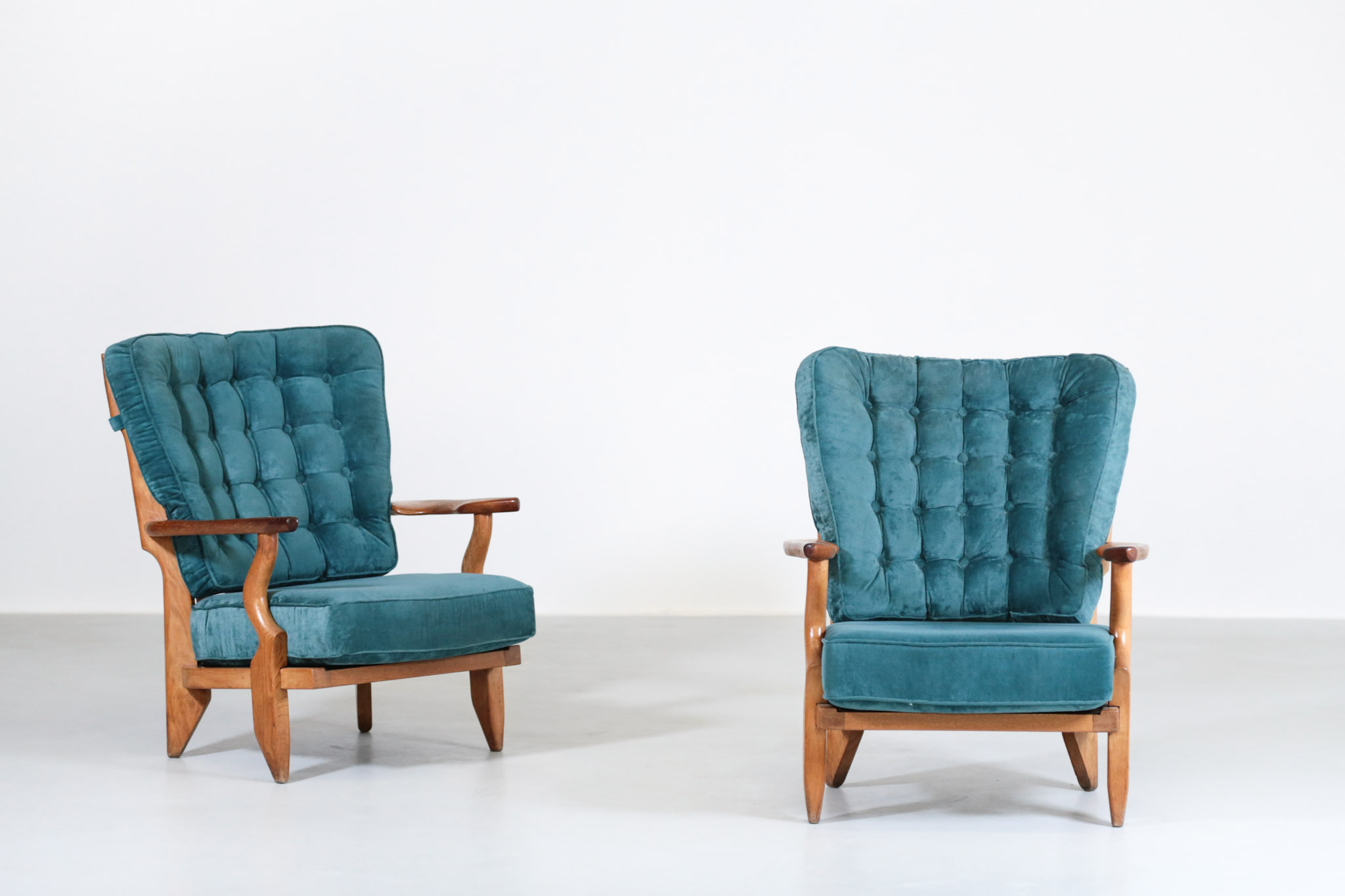 Pair of Guillerme et Chambron Armchairs "Grand Repos", France, 1950s - Image 3