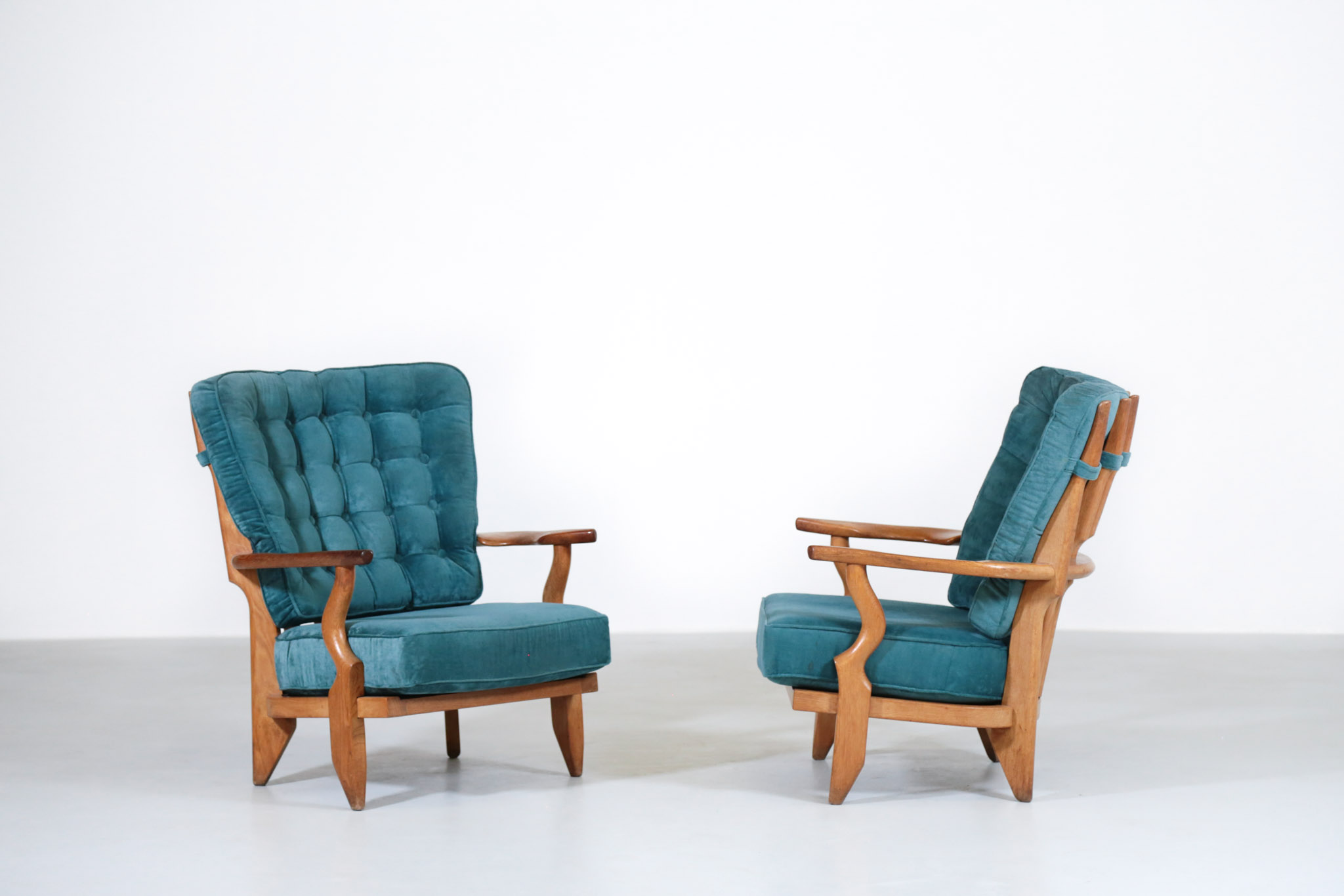 Pair of Guillerme et Chambron Armchairs "Grand Repos", France, 1950s - Image 7