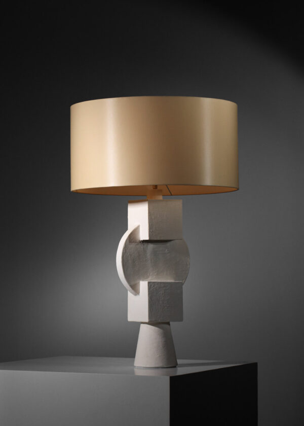 paire de lampe en plâtre géométrique cubisme dans l'esprit des années 40