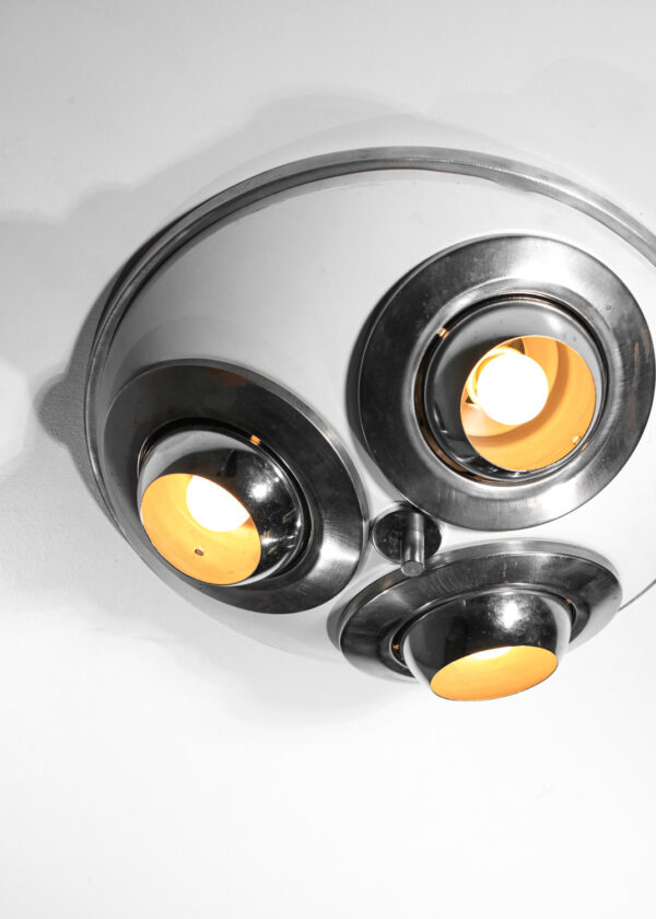plafonnier italien années 70 métal spots orientables chromé - H369