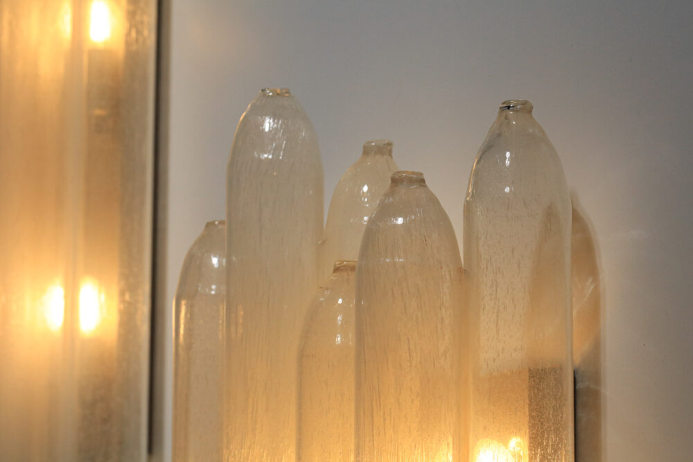 suite de 4 grandes appliques carlo nason pour mazzega en verre de murano tubes - H662