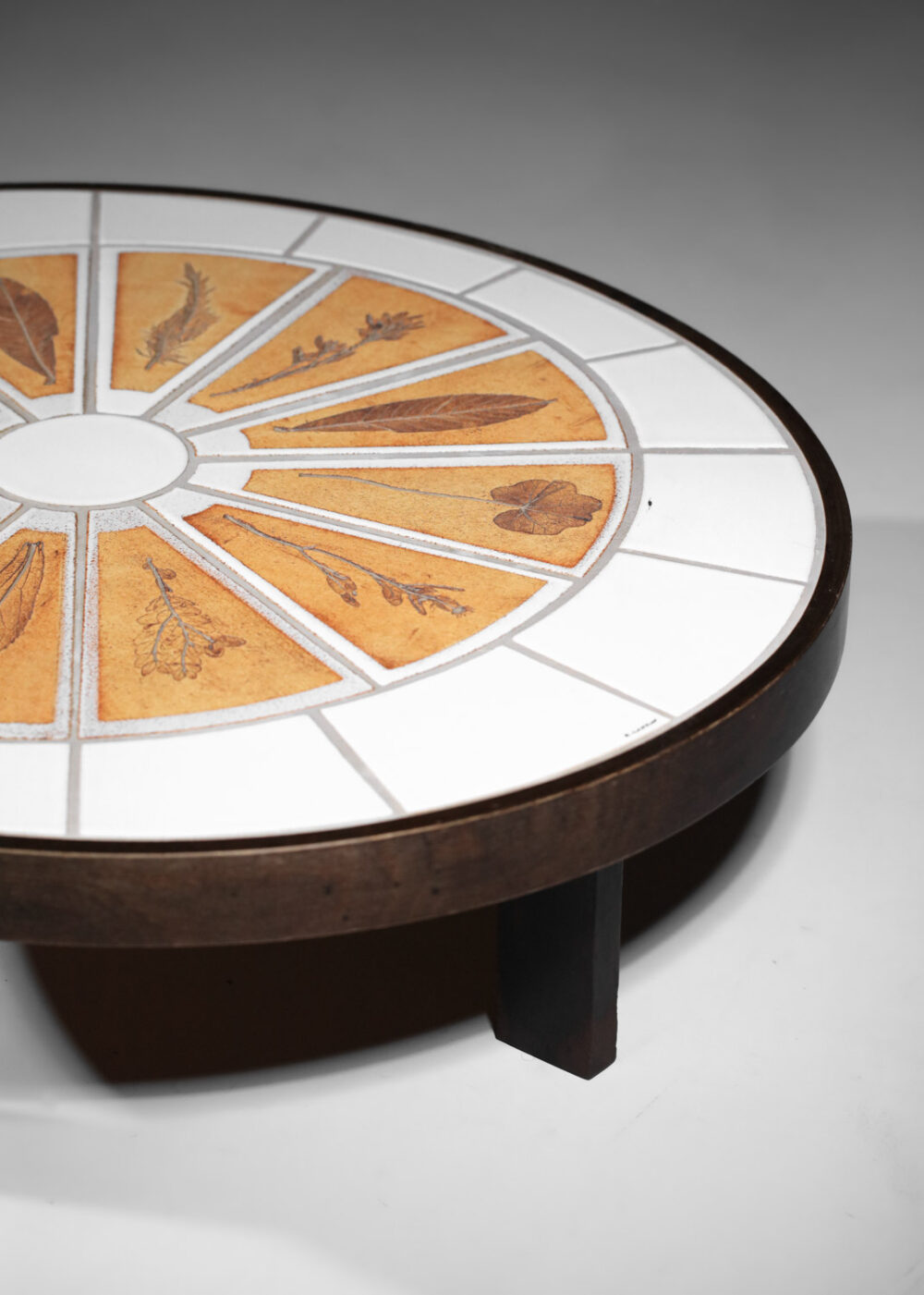 table basse herbier blanche roger capron en céramique années 60 - G472