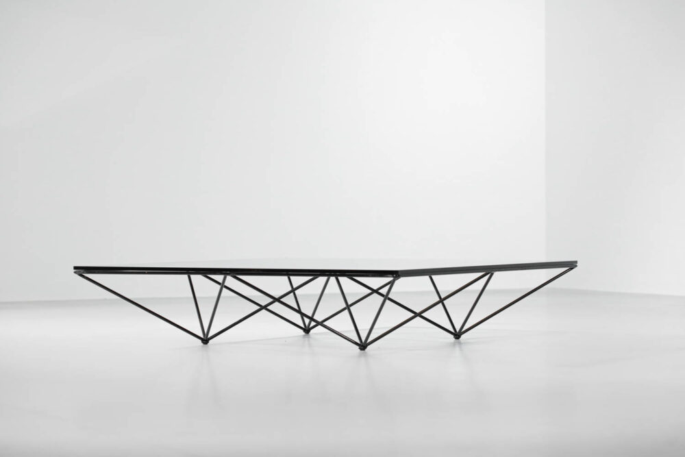 table basse italienne Paolo Piva modèle Alanda verre acier - g518