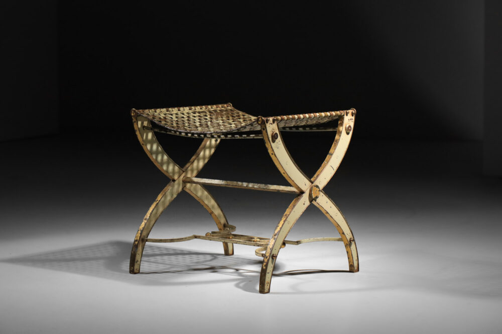 tabouret moderniste des années 30 40 en laiton et acier laqué non identifié style villa kérylos I298