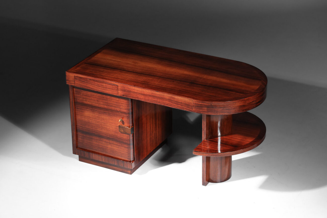 Bureau Art déco en palissandre arrondi asymétrique - I089