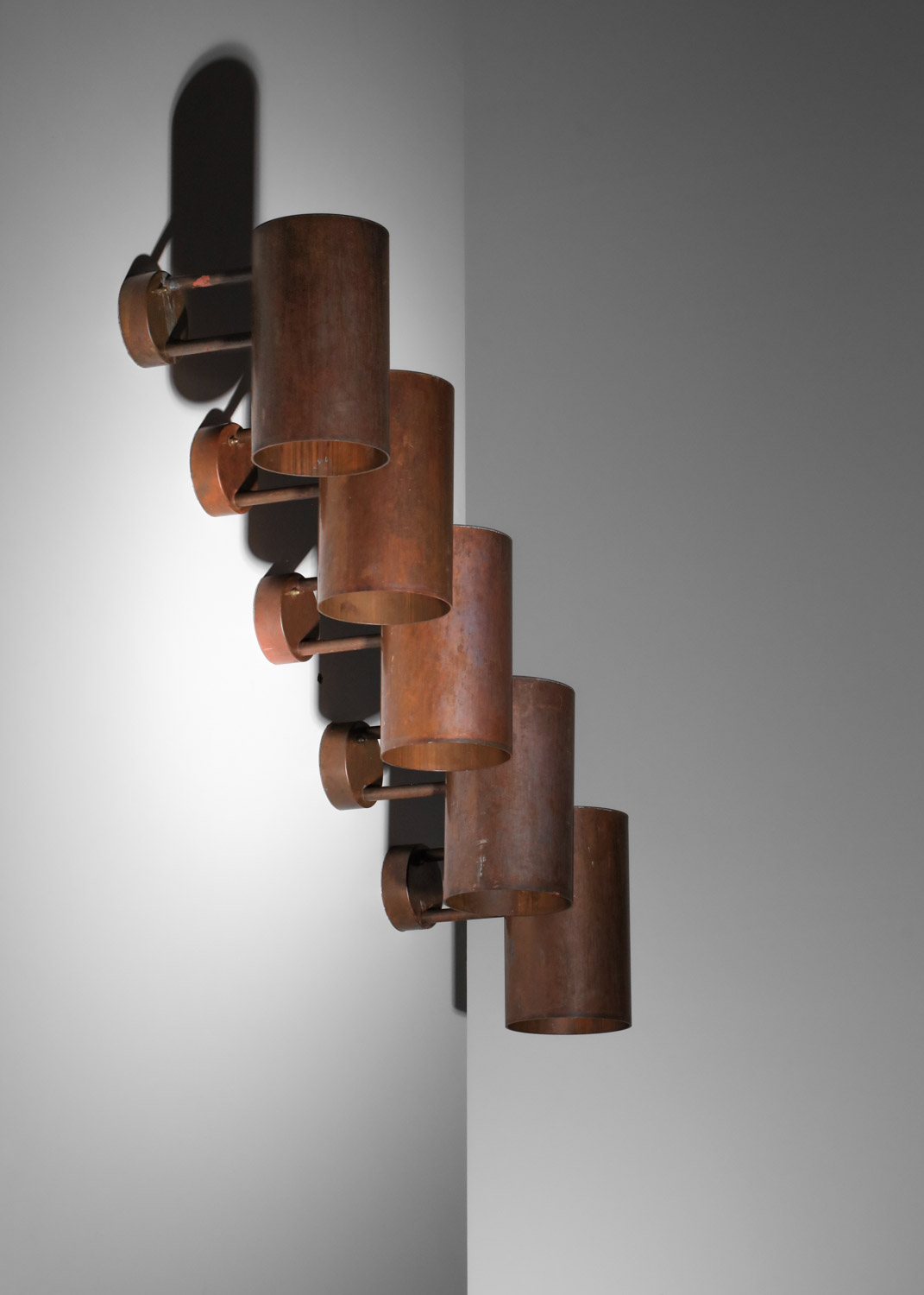 Ensemble de 5 grandes appliques murales suédoises, années 1970, style Hans-Agne Jakobsson patinée