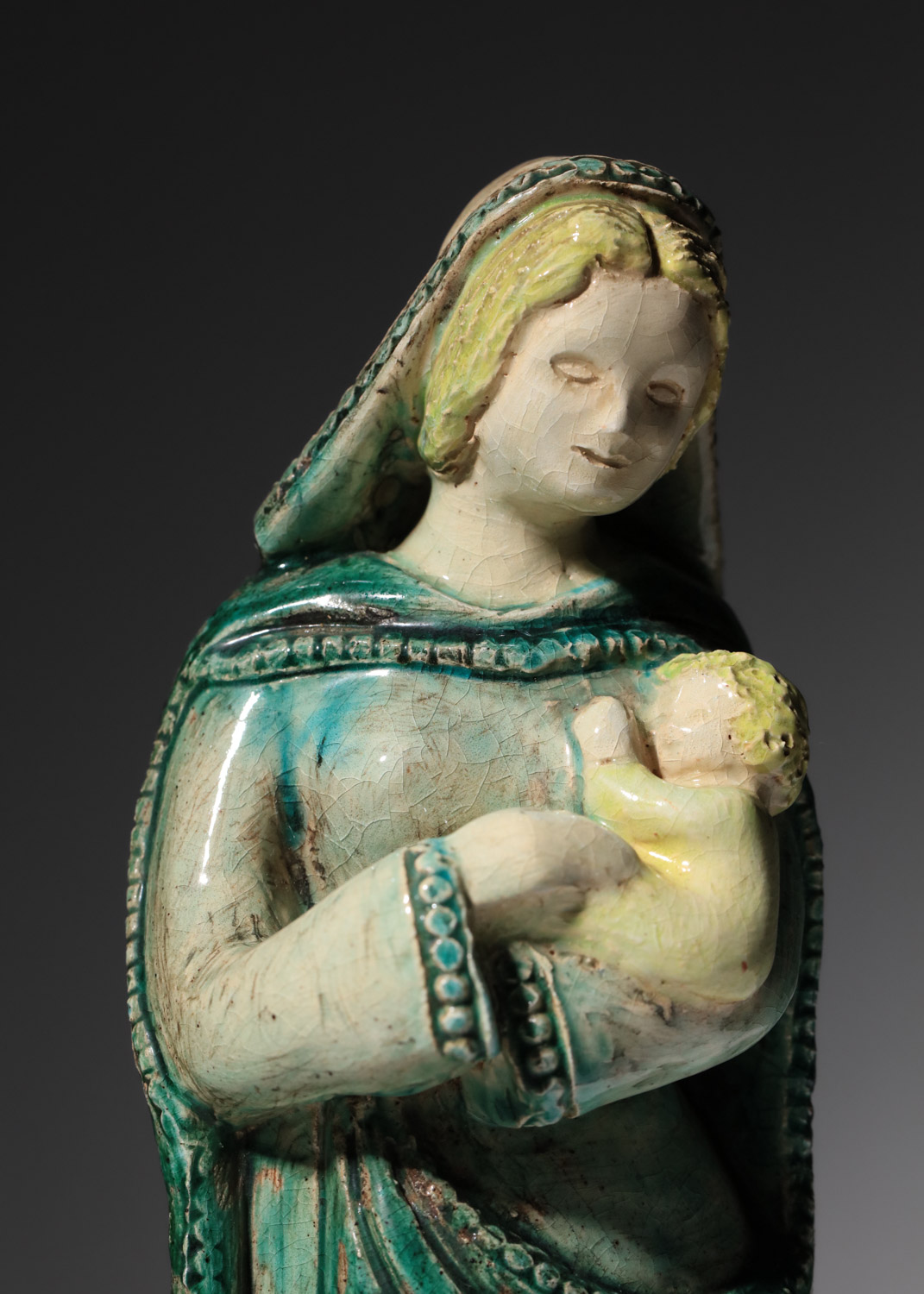 Vierge à l'enfant en céramique par paul pouchol - K055