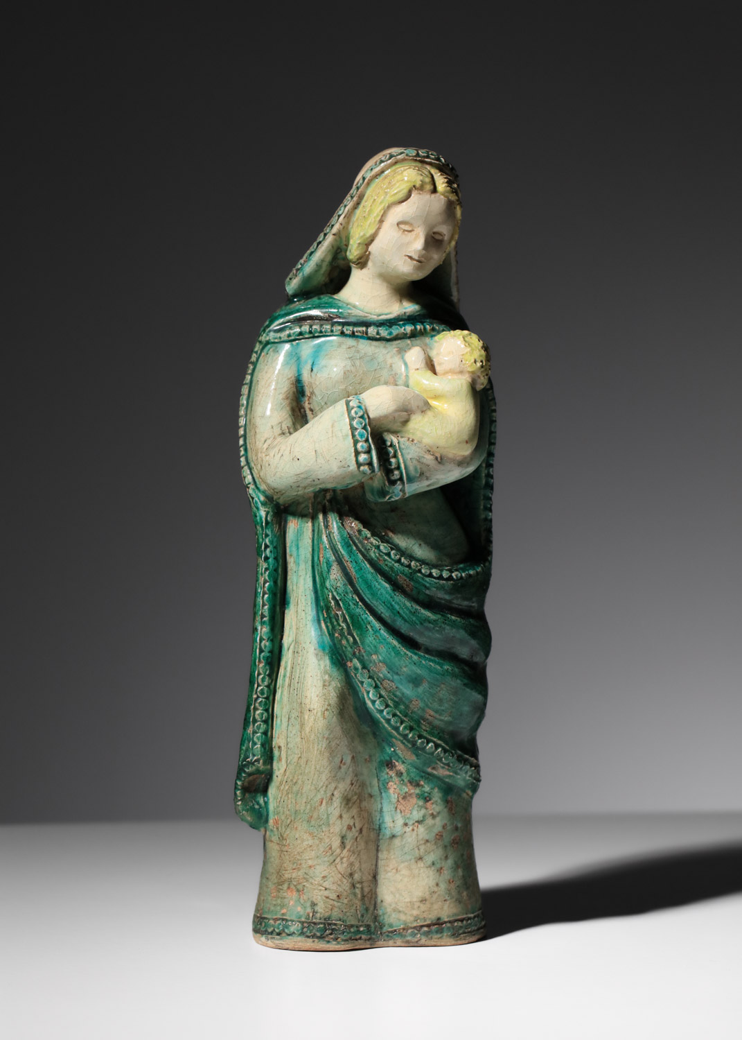 Vierge à l'enfant en céramique par paul pouchol - K055