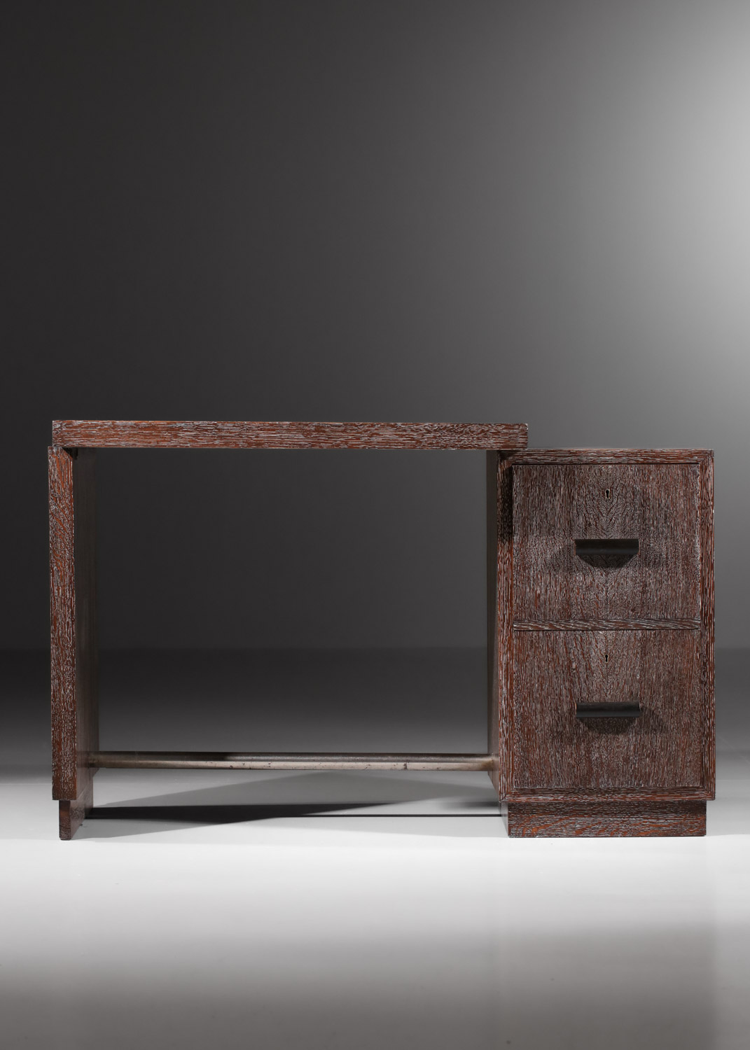 Bureau moderniste en chêne céruse, signé Francisque Chaleyssin, 1930–1940 (H263)