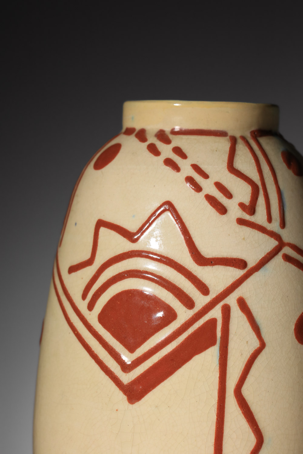 vase en céramique signé forah décor géométrique art déco - K146