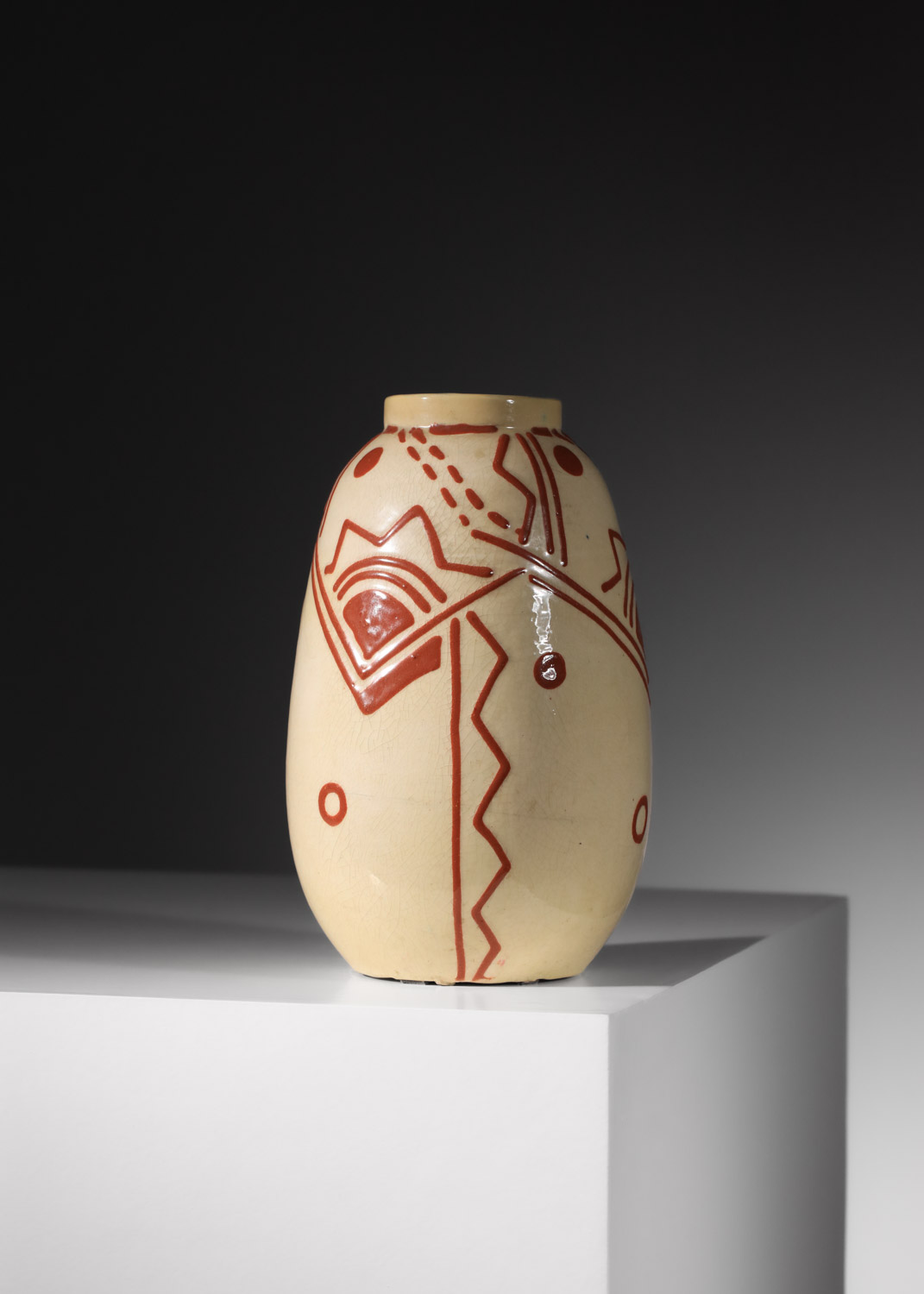 vase en céramique signé forah décor géométrique art déco - K146