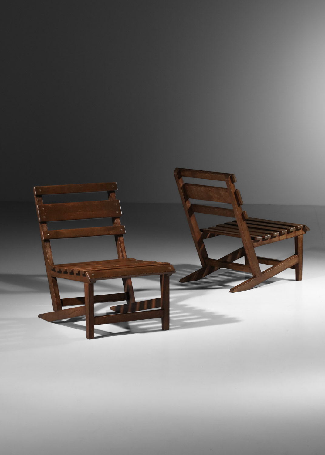 fauteuils chauffeuses en hêtre teinté des années 60 - K134