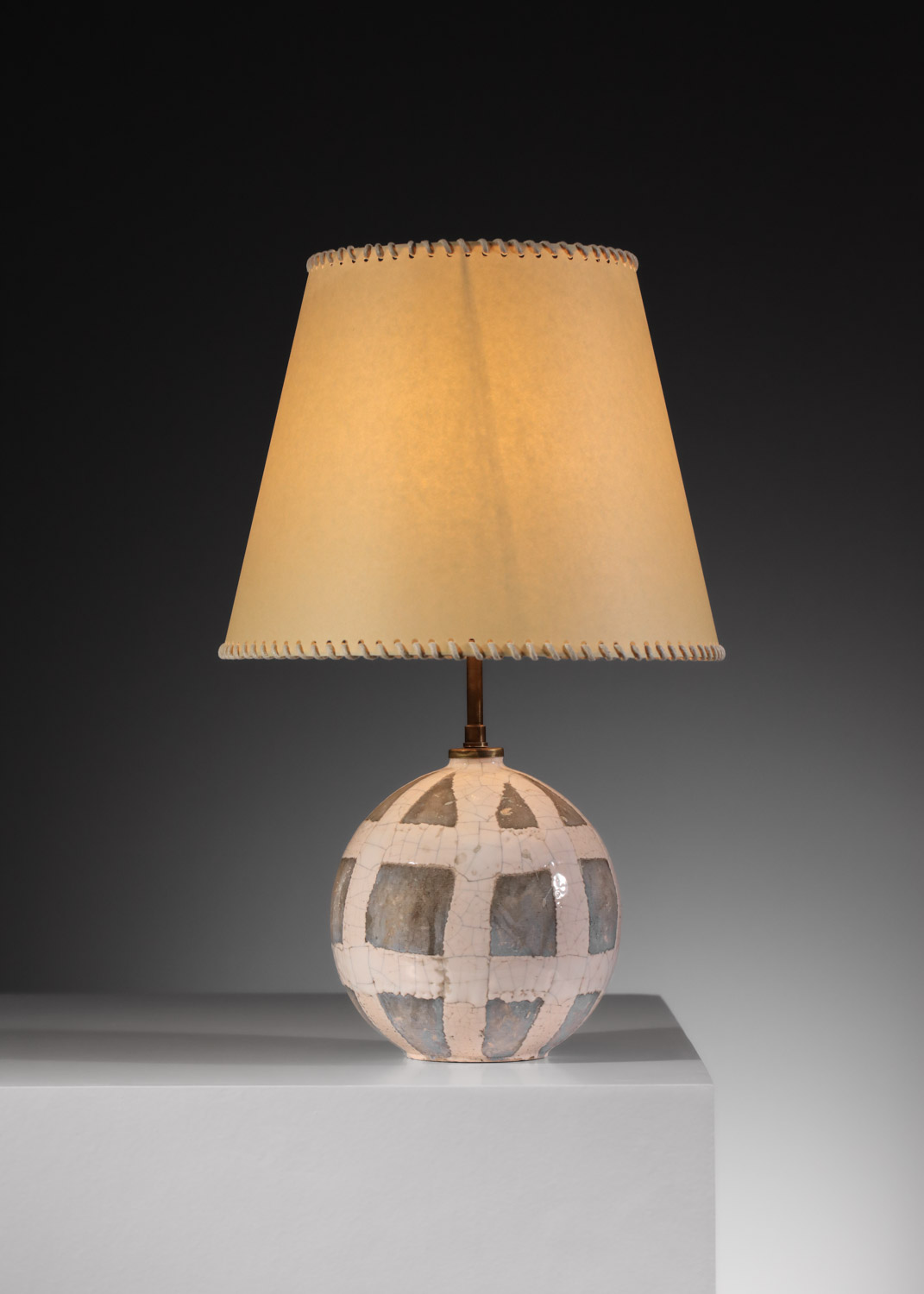 Petite lampe boule en céramique, style Jean Besnard, années 1940 - J599
