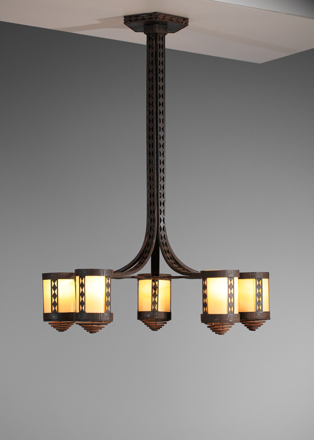 Lustre en fer forgé des années 50 brutaliste G397
