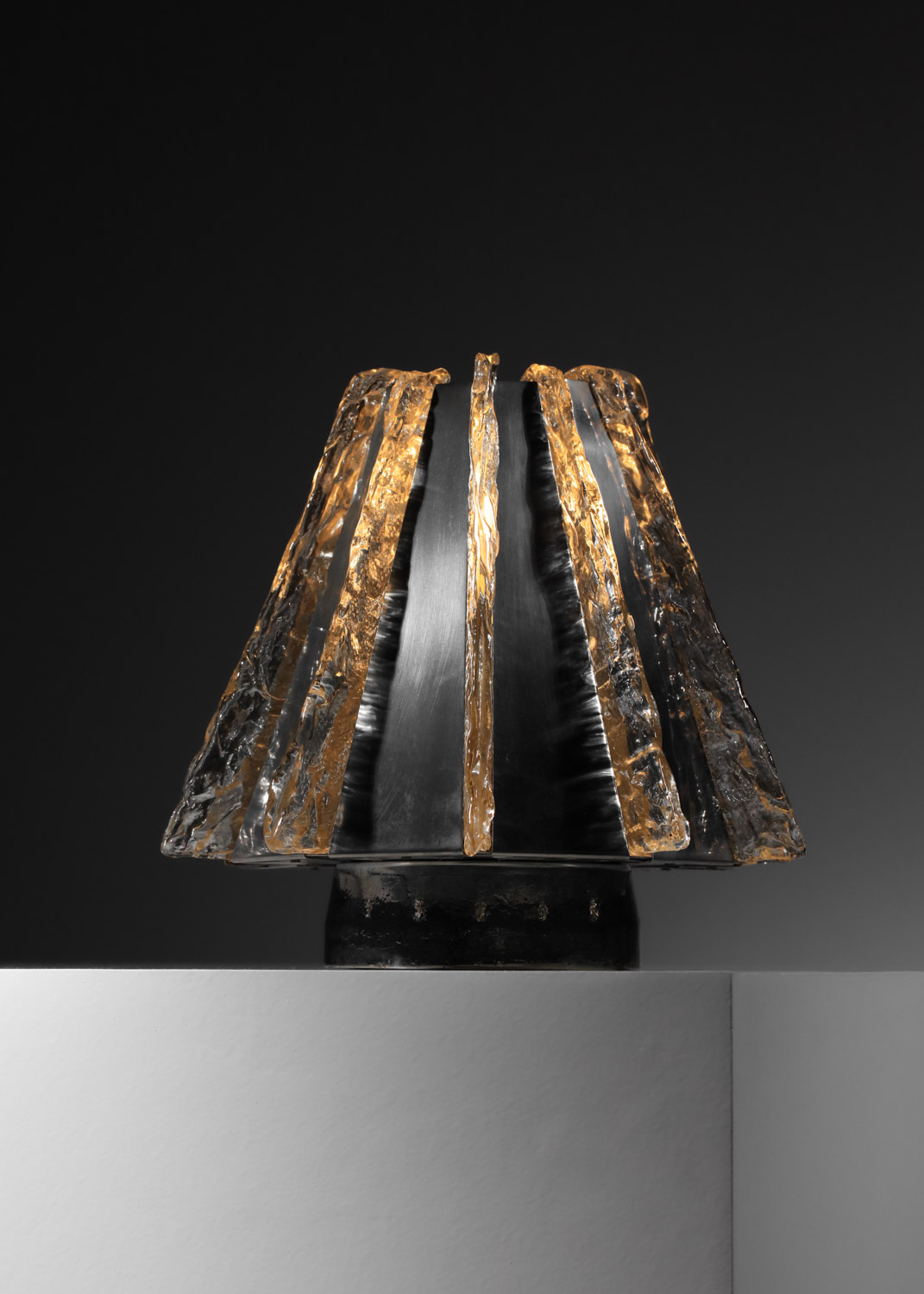 lampe de table italienne années 60 plaques de verre et metal chromé J634